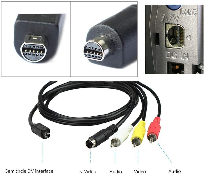 كابل صوت وصورة AV بطول 5 أقدام لتلفزيون للخارج لكاميرا سوني هاندكام DCR-HC28/e DCR-SX85/v/e/l SX85/b/r ونماذج أخرى